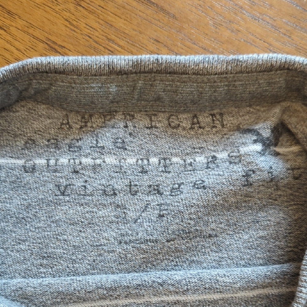 Men's American Eagle Gray Striped Long Sleeve Shirt - Picture 2 of 7